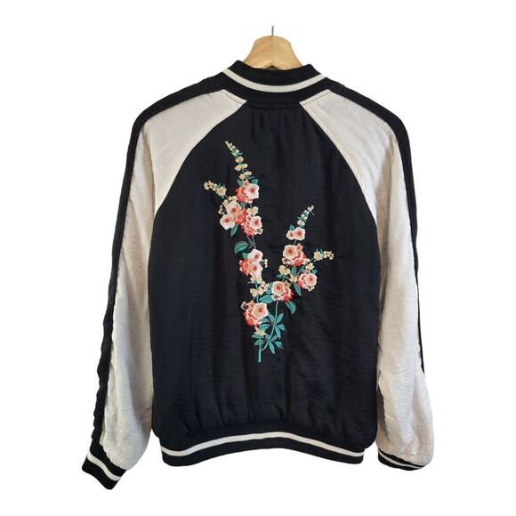Aqua Womens XS Embroidered Bomber jacket Varsity/Full Zip/Japanese Flora… - Picture 13 of 13
